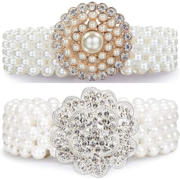 Accessories - Pearl Belt Night Dress Wedding Sash Off White Rhinestone Waist Chain